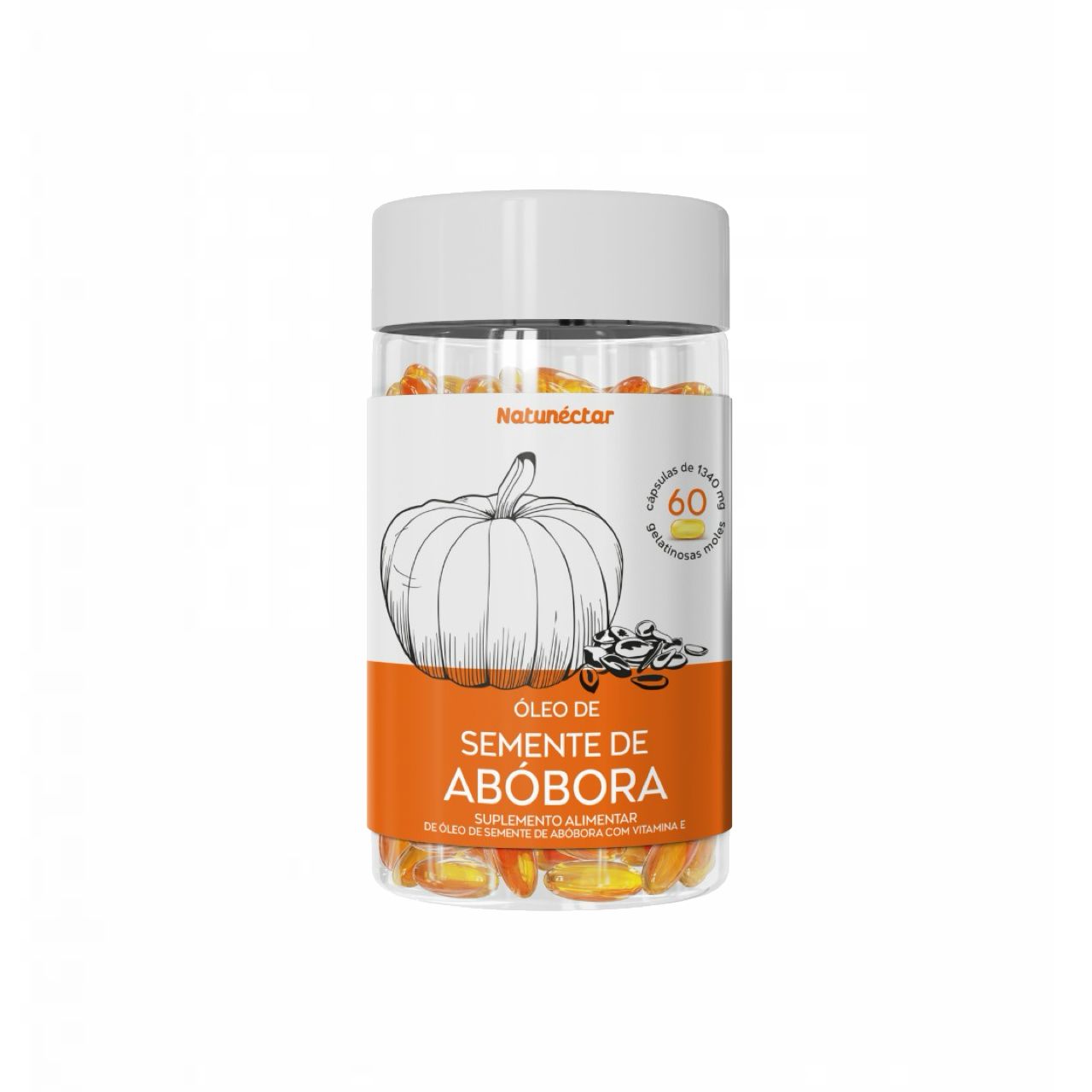 6x Óleo Semente De Abóbora 1000mg- Vitamina E- 60 Cápsulas sem sabor