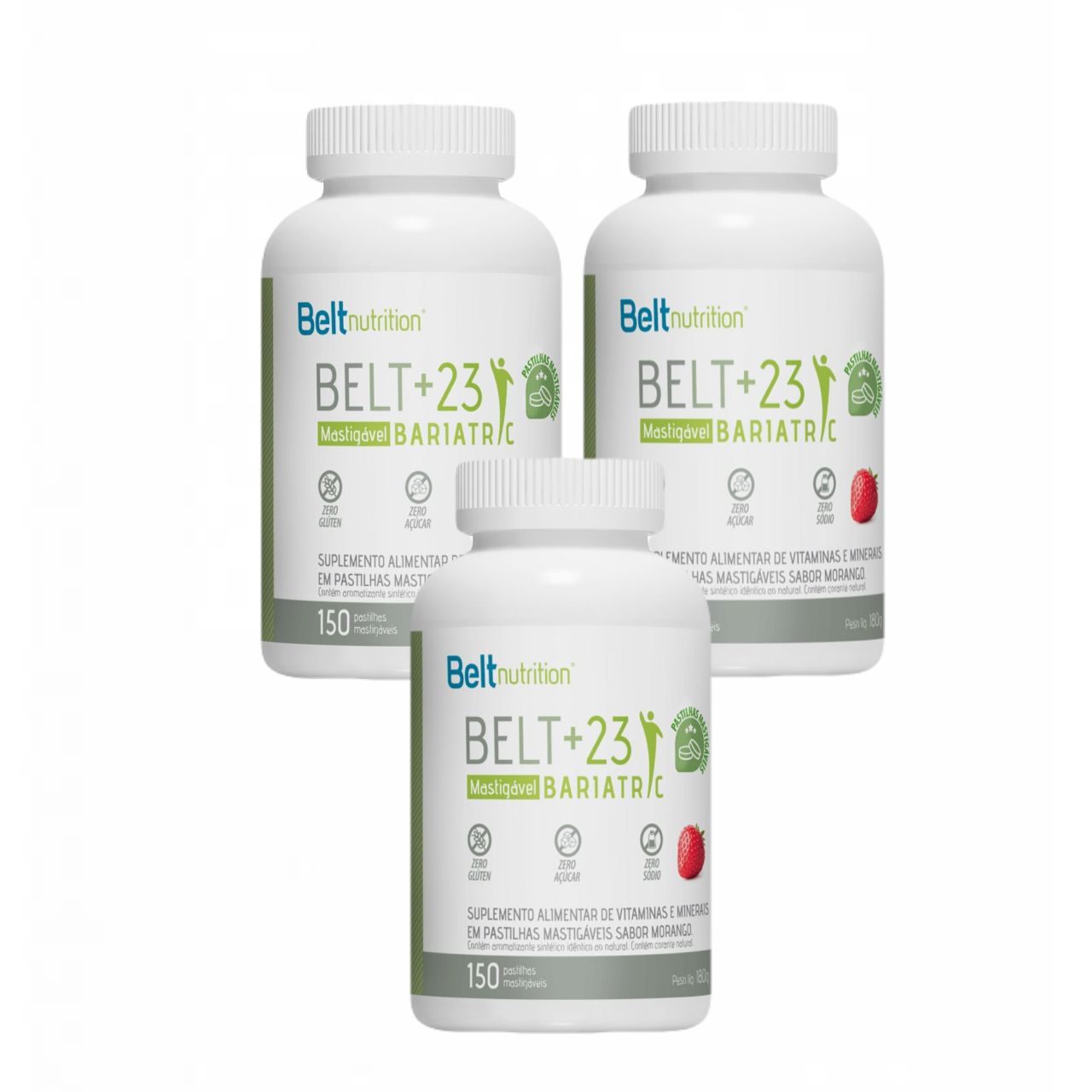 3x Belt+23 Morango-150 Pastilhas Mastigáveis