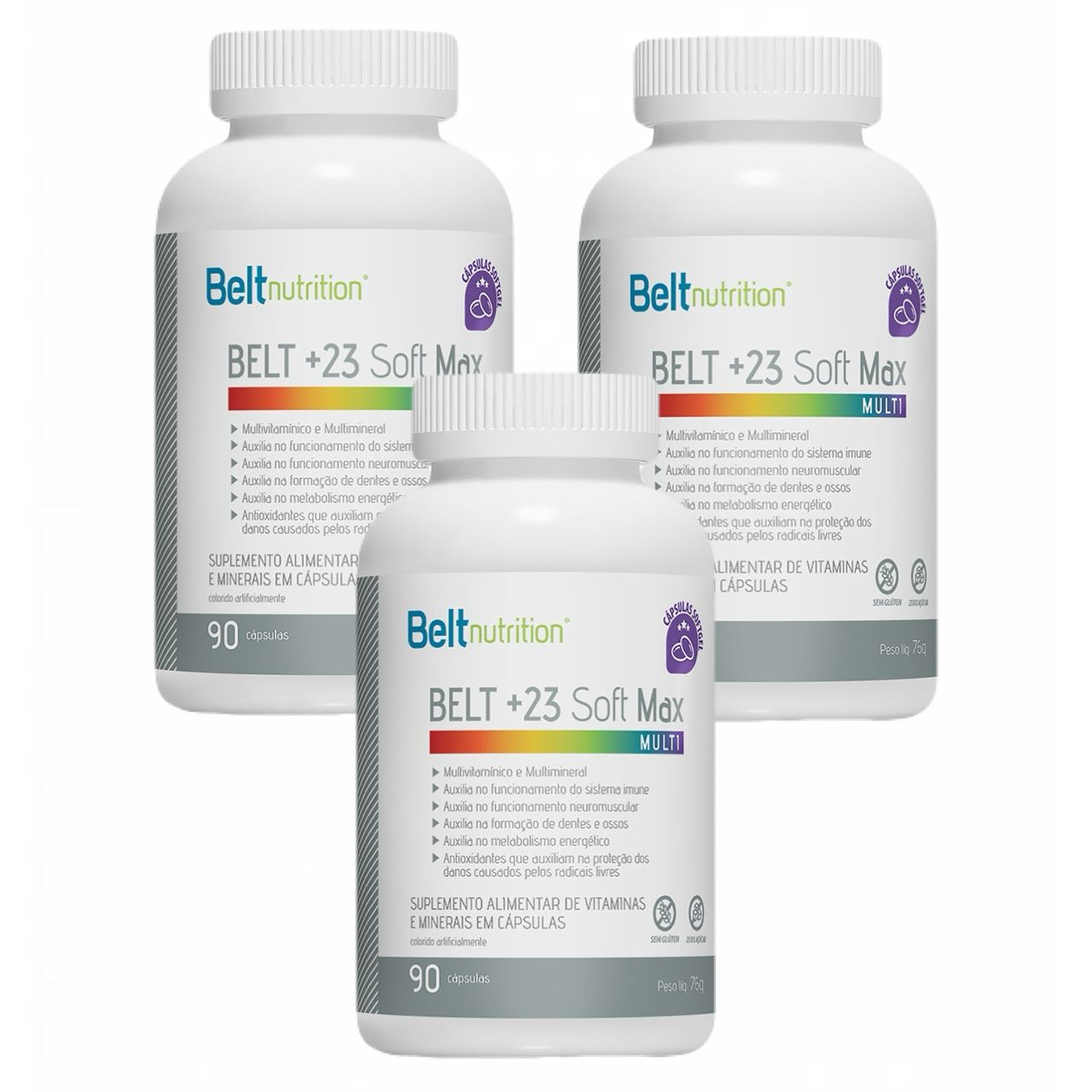 3x Belt +23 Soft Max - 90 Cápsulas - Belt Nutrition