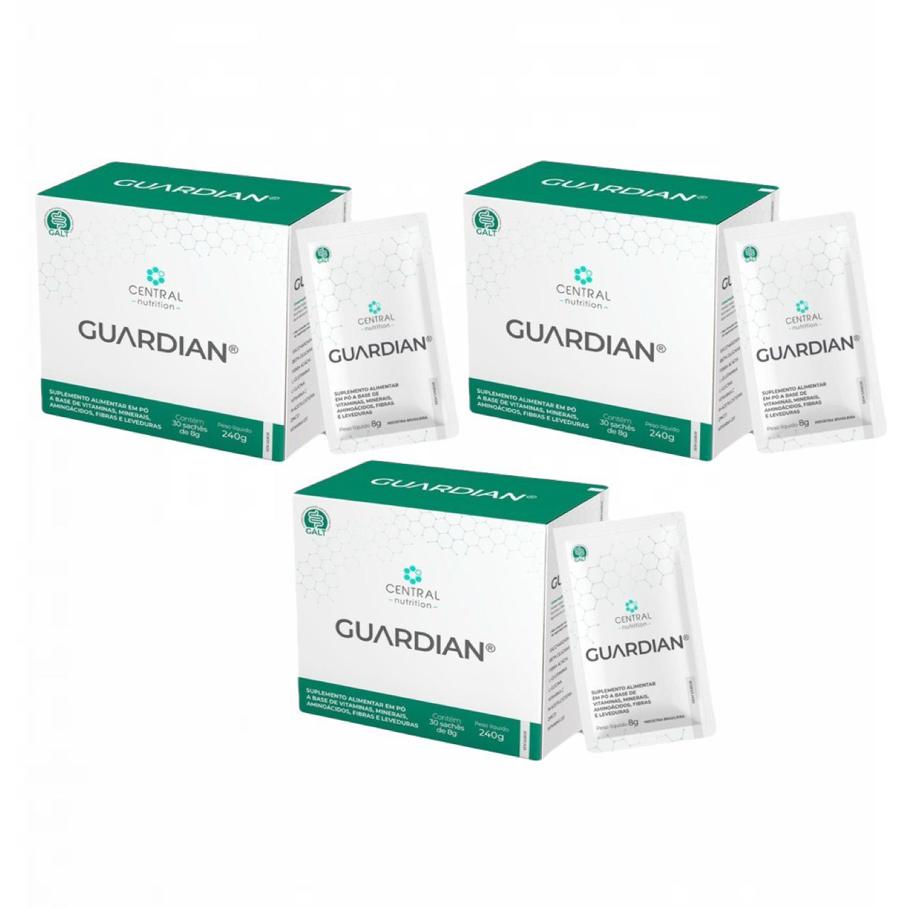 3x Guardian 8,5g- 30 Sachês - Central Nutrition - Sem Sabor