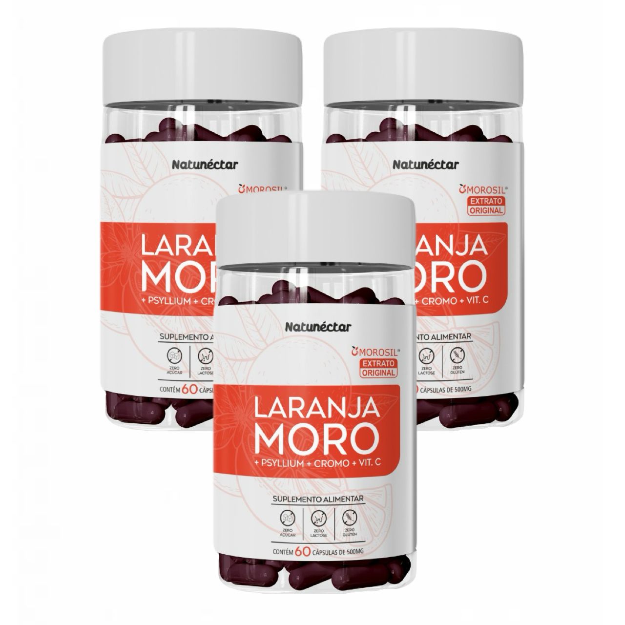 3x Laranja Moro - Morosil - 500mg - 60 Cápsulas