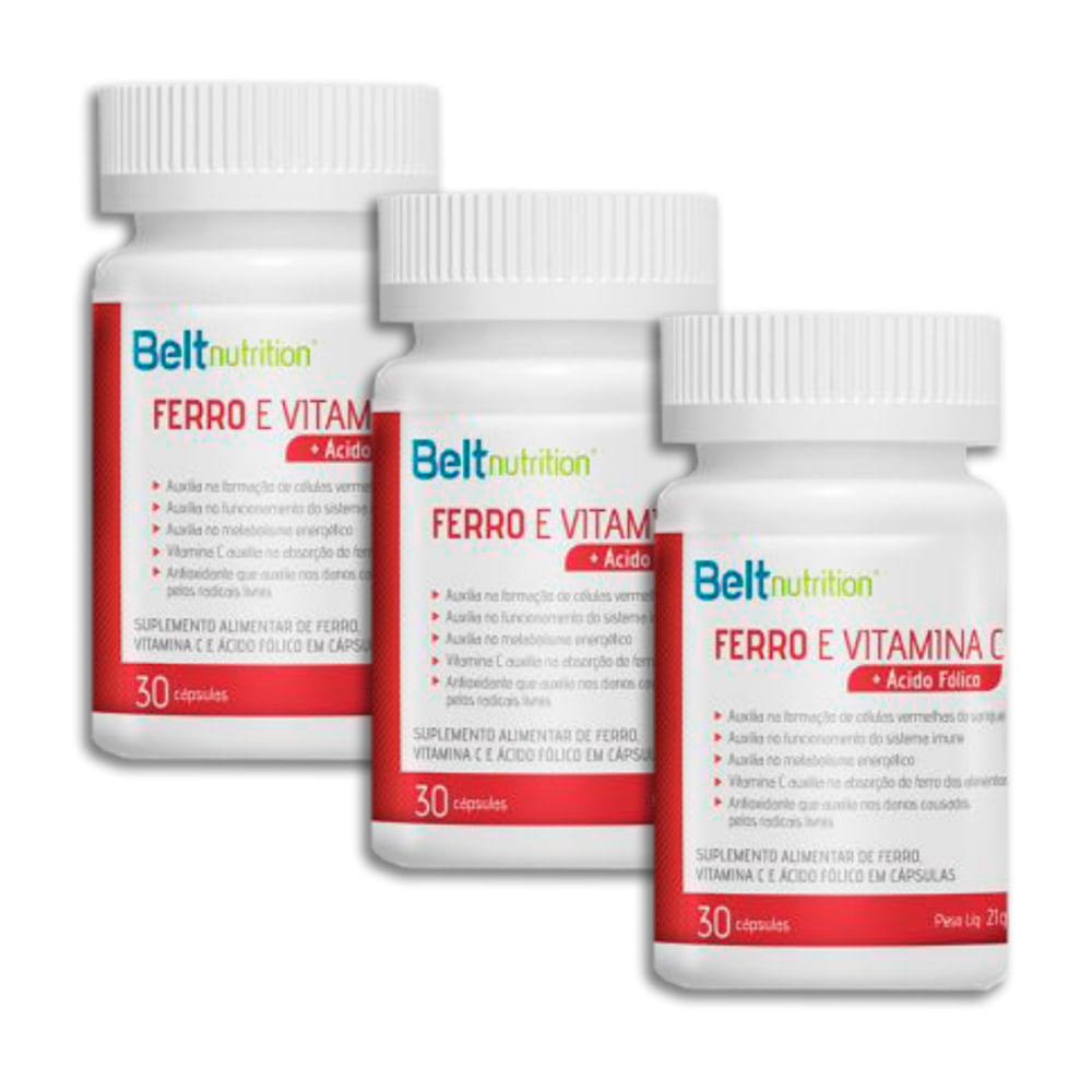 3x Multivitamínico Belt Ferro Com Vitamina C+Ácido Fólico
