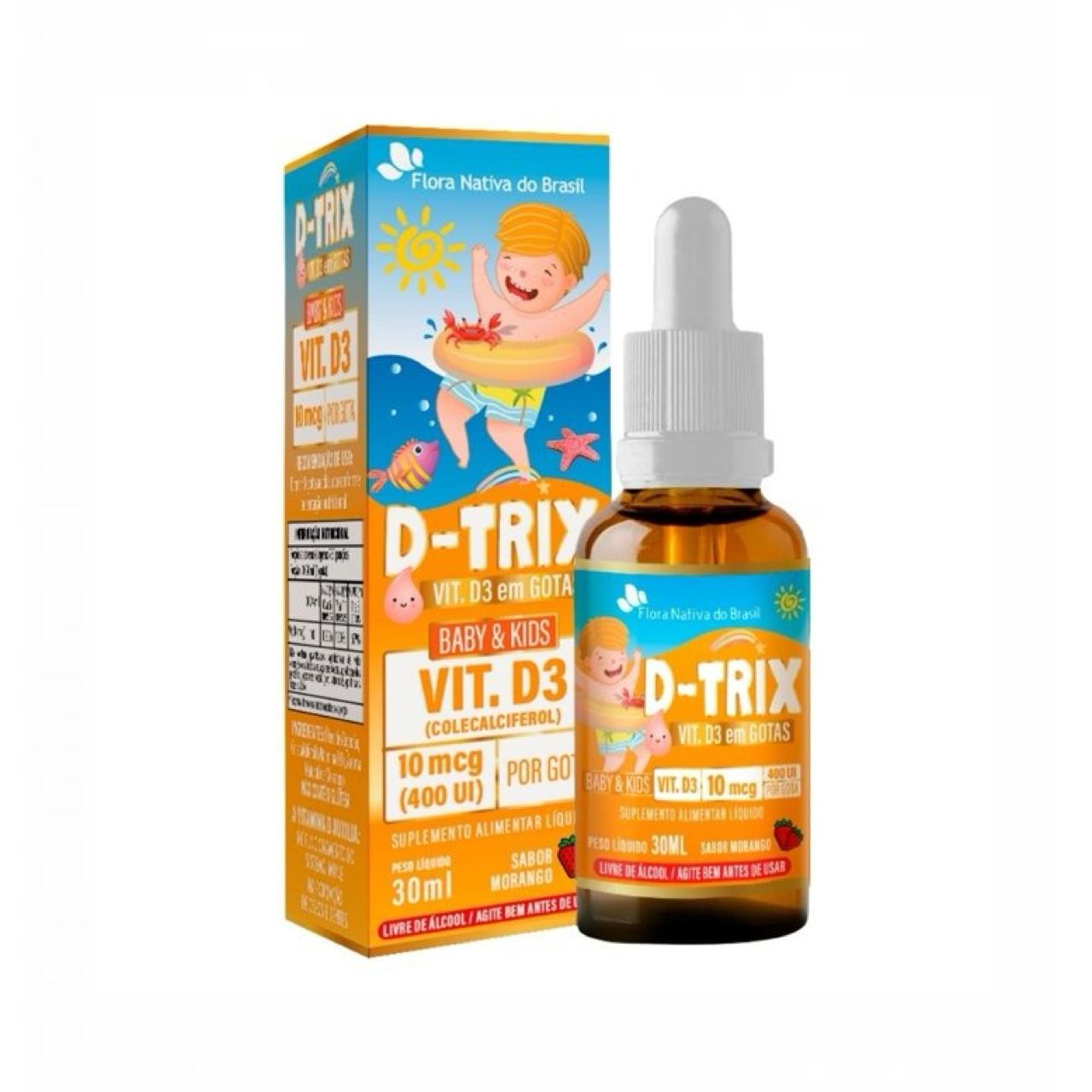 D Trix- Vitamina D3 Kids- 30ml- Morango- Flora Nativa