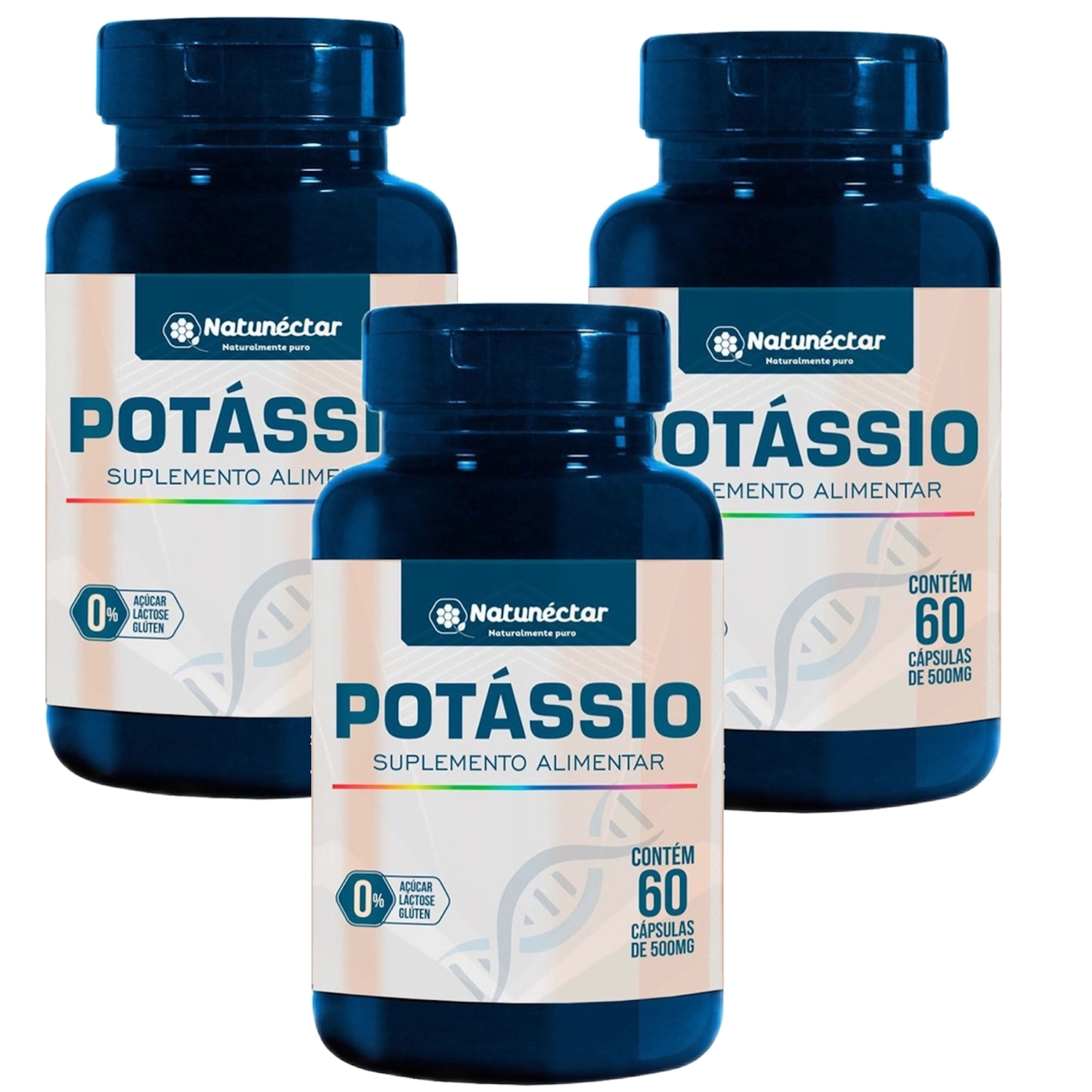 3x Potássio Quelato- Natunéctar -60caps