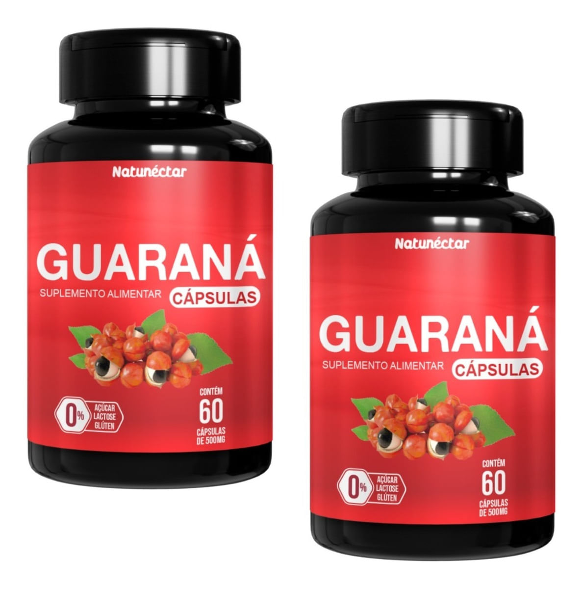 2x Guaraná 500mg -60 Cápsulas- Natunéctar