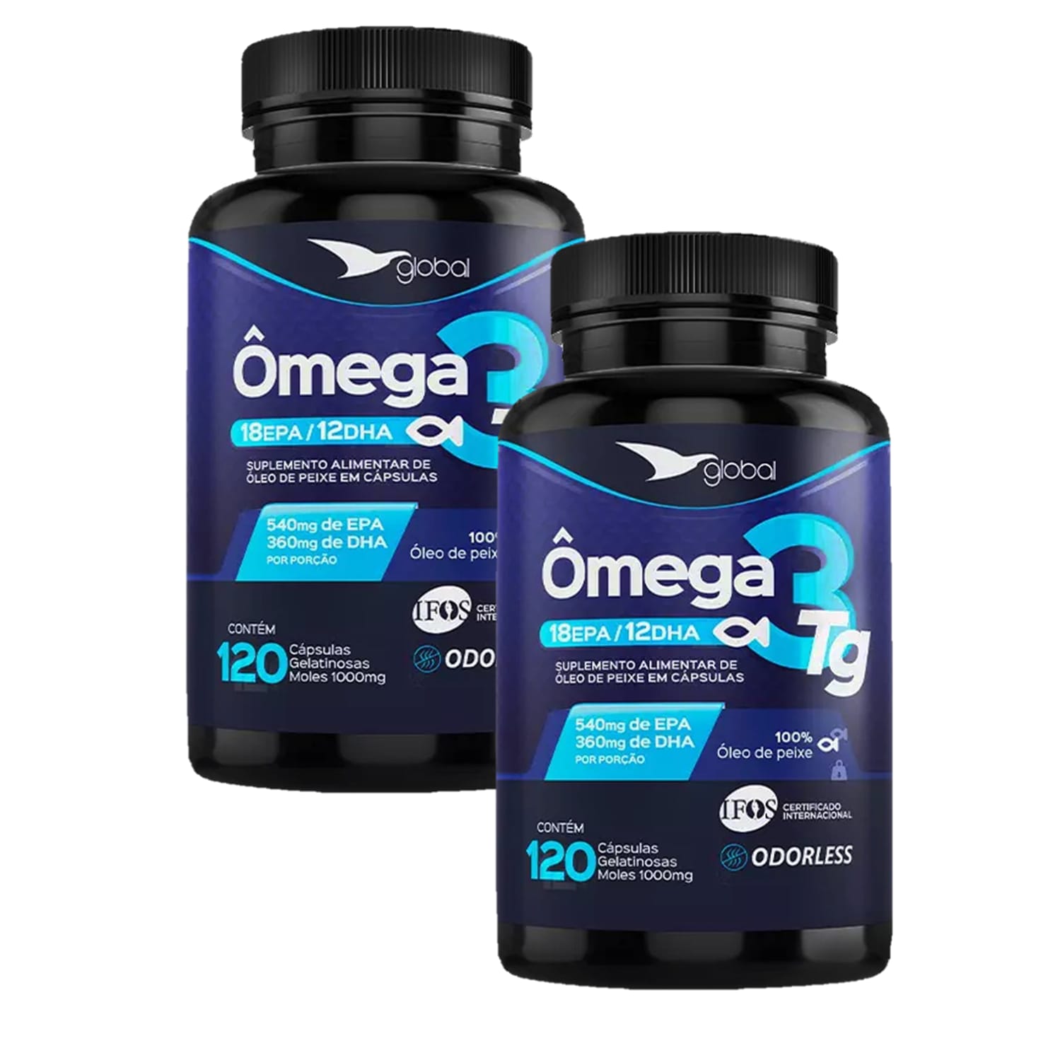 2x Ômega 3 Tg -1.100mg-540mg Epa-360mg Dha- Global-120 Cáps