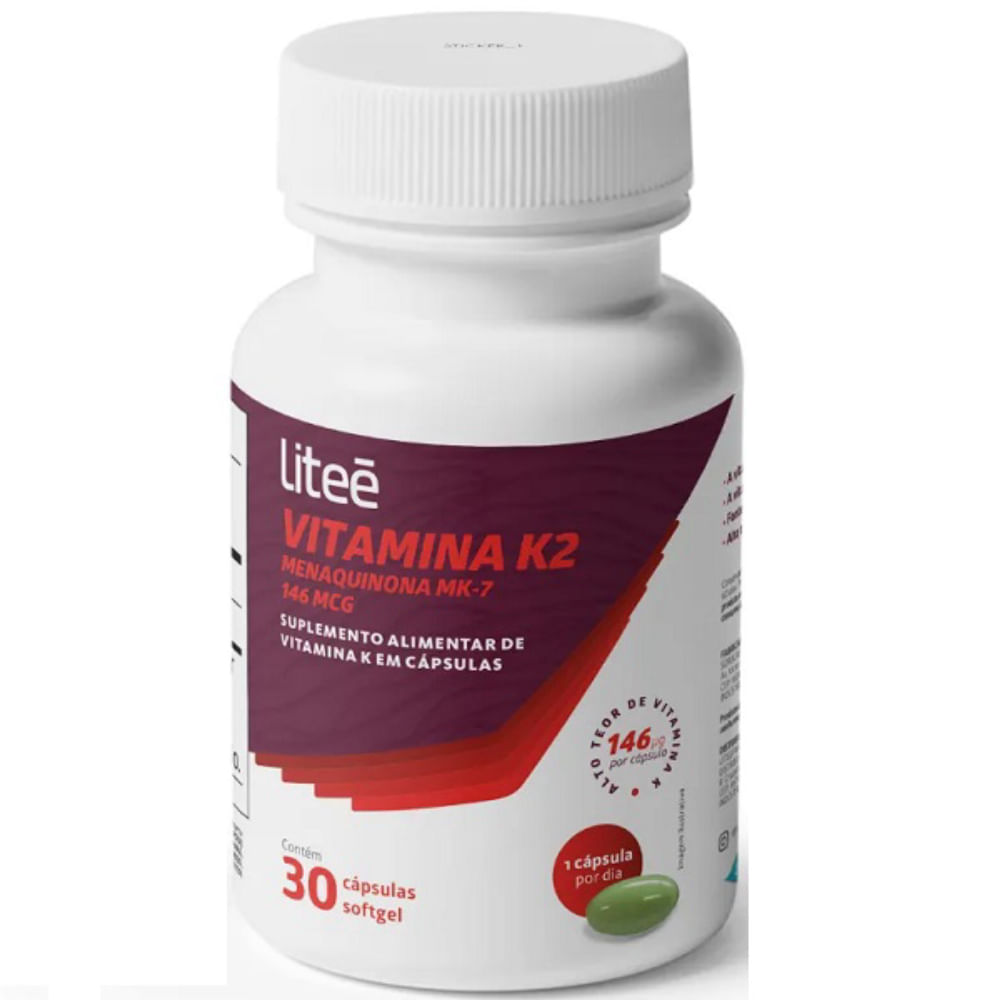 Vitamina K2 MK-7 146MCG com 30 Capsulas Sabor sem Sabor Litee Farma