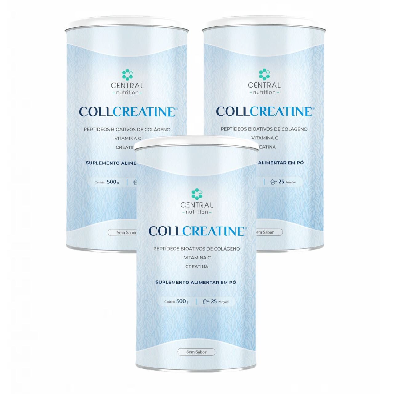 3x Collcreatine - 500g - Central Nutrition - Sem Sabor Sem Sabor