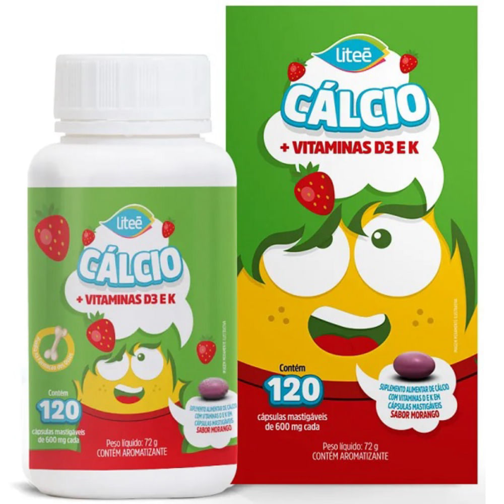 Calcio KIDS + Vitamina D3 + Vitamina K2 120 Capsulas Litee Farma