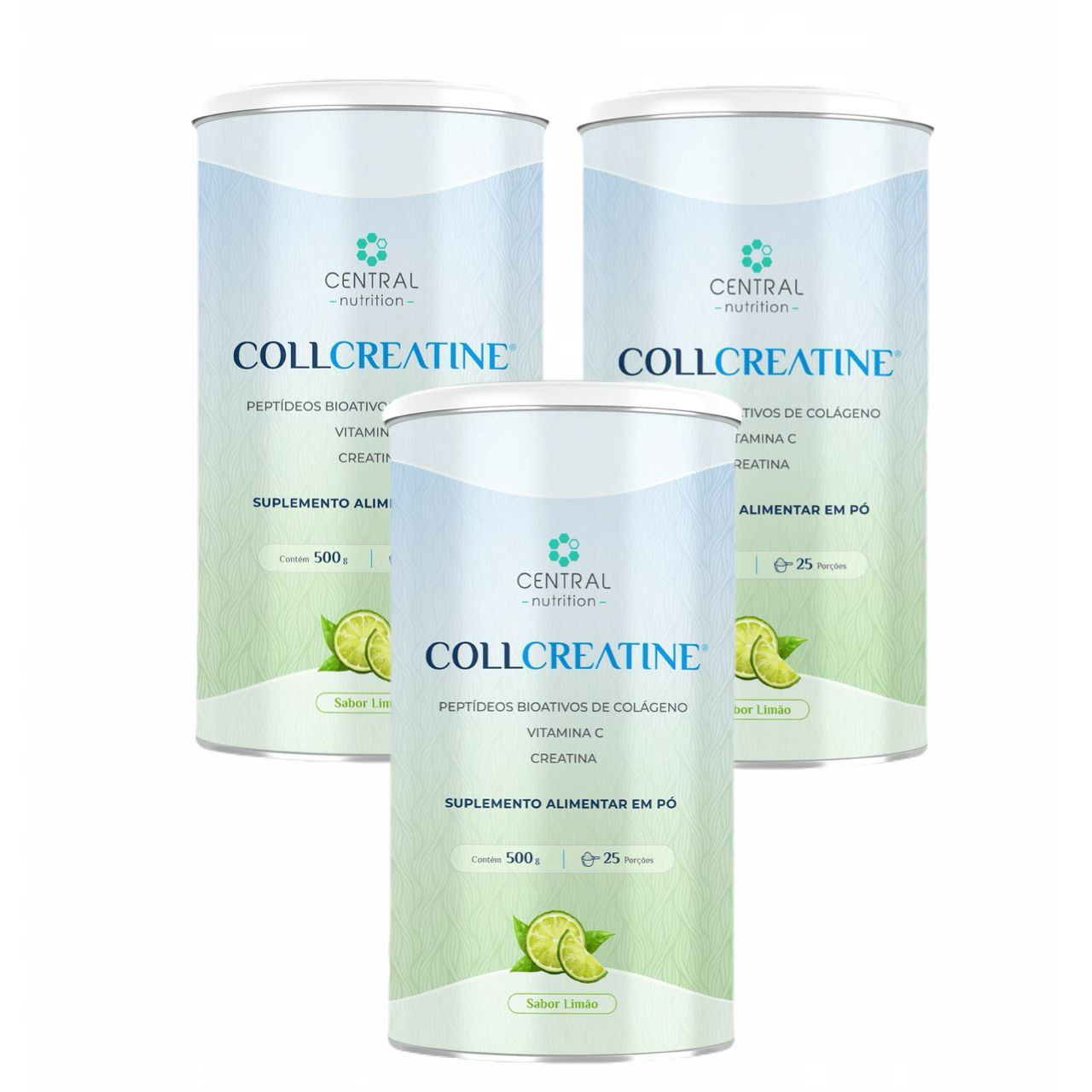 3x Collcreatine - 500g - Central Nutrition - Sabor Limão Limão
