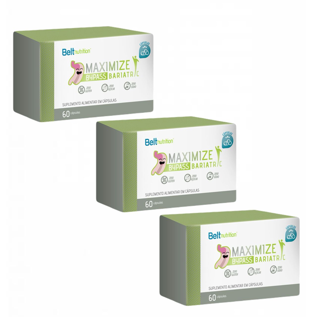 3x Belt Maximize Bypass - 60 Cápsulas - Belt Nutrition Sem Sabor