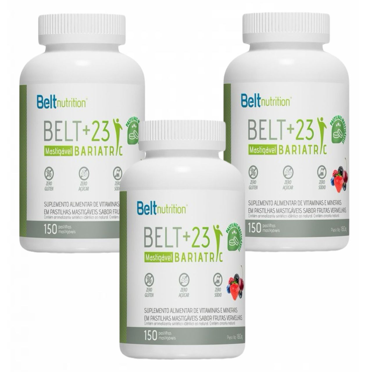 Kit 3 Belt+23 Bariatric Plus Mastigável Frutas Vermelhas
