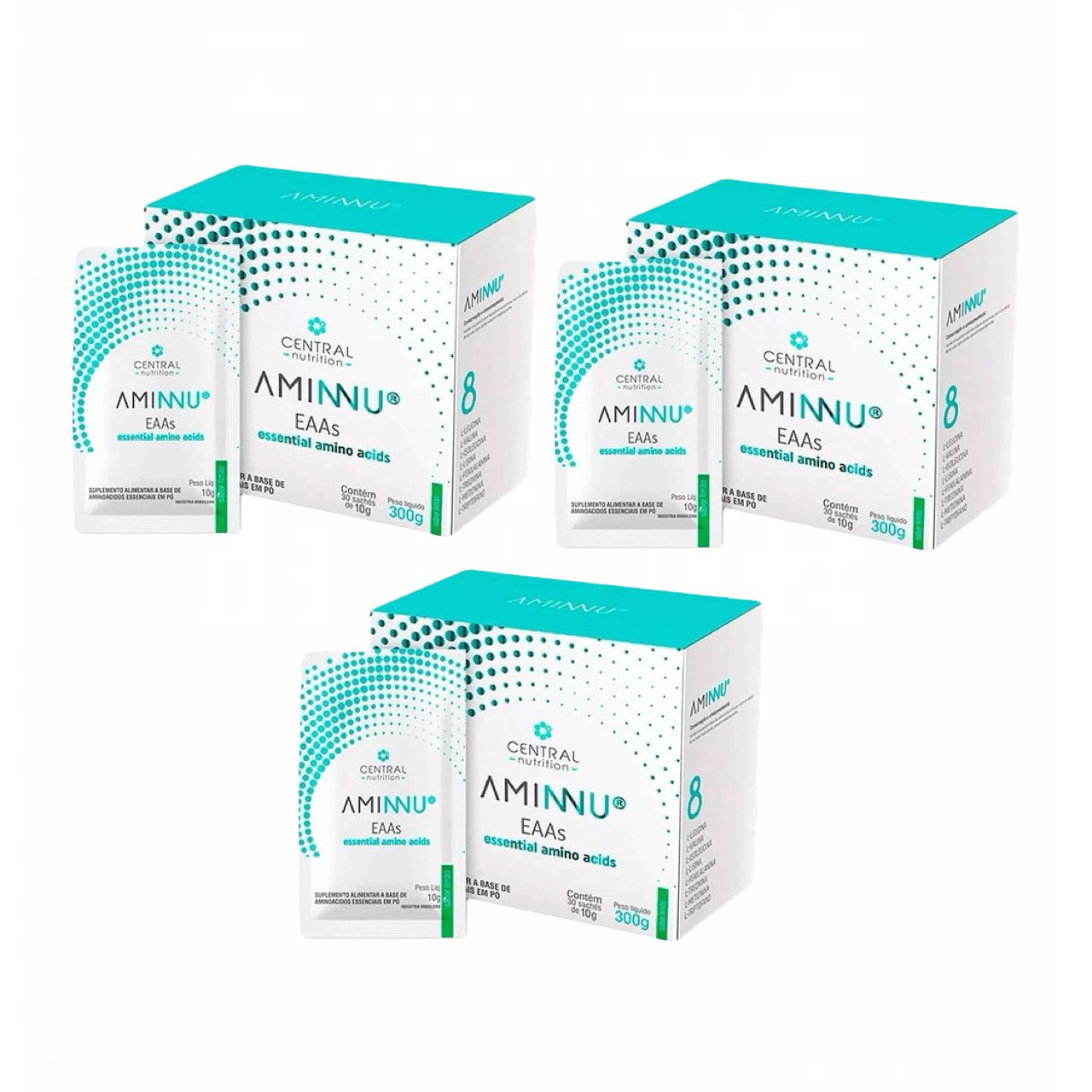 3x Aminnu Eaas 10g- 30 Sachês- Central Nutrition- Limão Limão