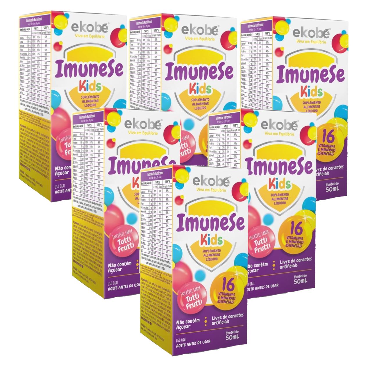 6x Imunese Kids- 16 Vitaminas E Minerais-50ml- Tutti Frutti