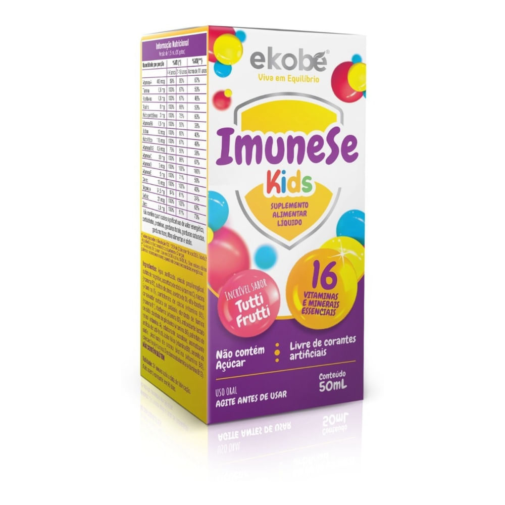 6x Imunese Kids- 16 Vitaminas e Minerais-50ml- Tutti Frutti