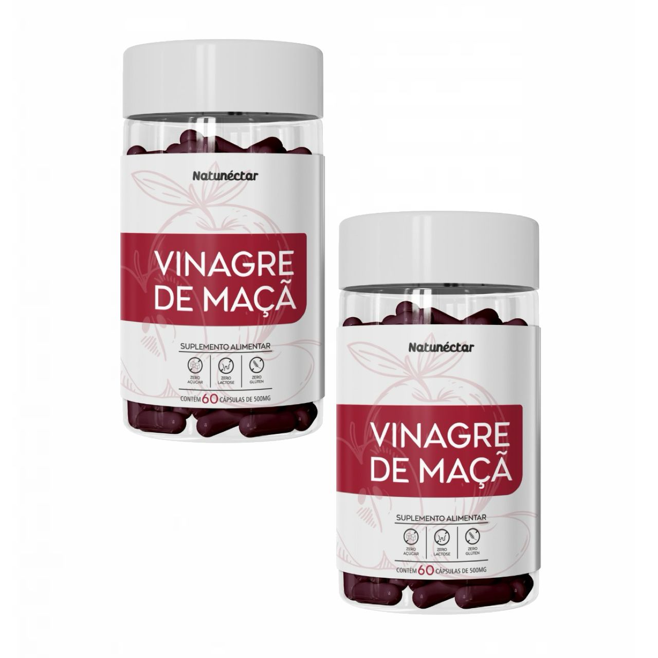 2x Vinagre De Maçã Em Pó -60 Cápsulas - Natunéctar sem sabor