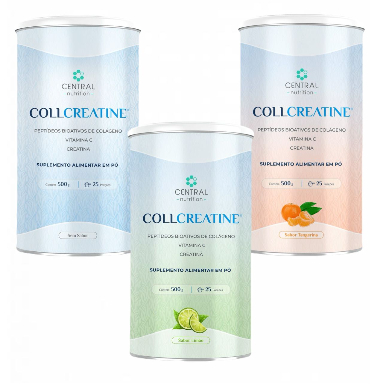 3 Sabores Collcreatine - 500g - Central Nutrition Sem Sabor