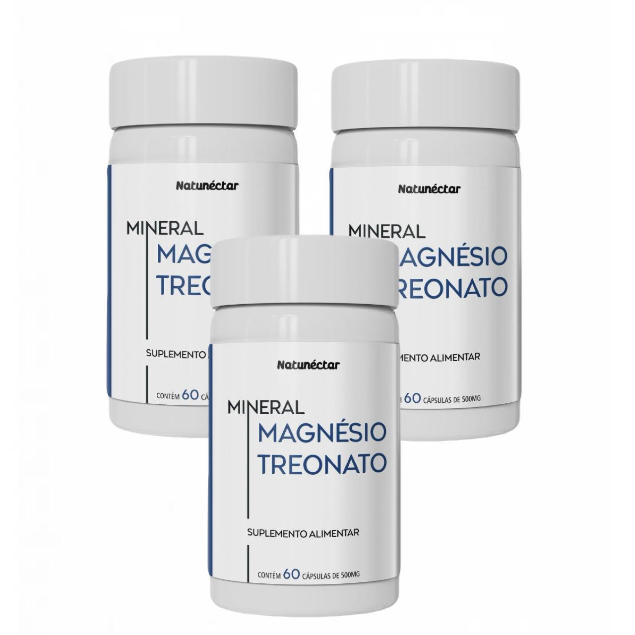 3x Magnésio Treonato Puro 60 Cápsulas 500mg