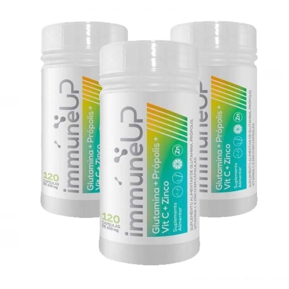 3x Immune Up-vitamina C+própolis+glutamina+zinco-120caps