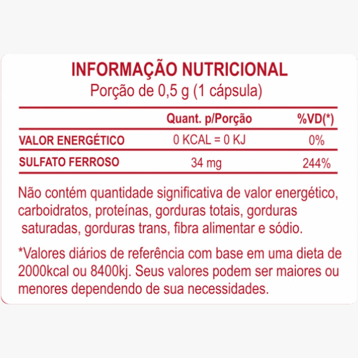 3x Sulfato Ferroso - 500mg 60 Cápsulas - Natunéctar