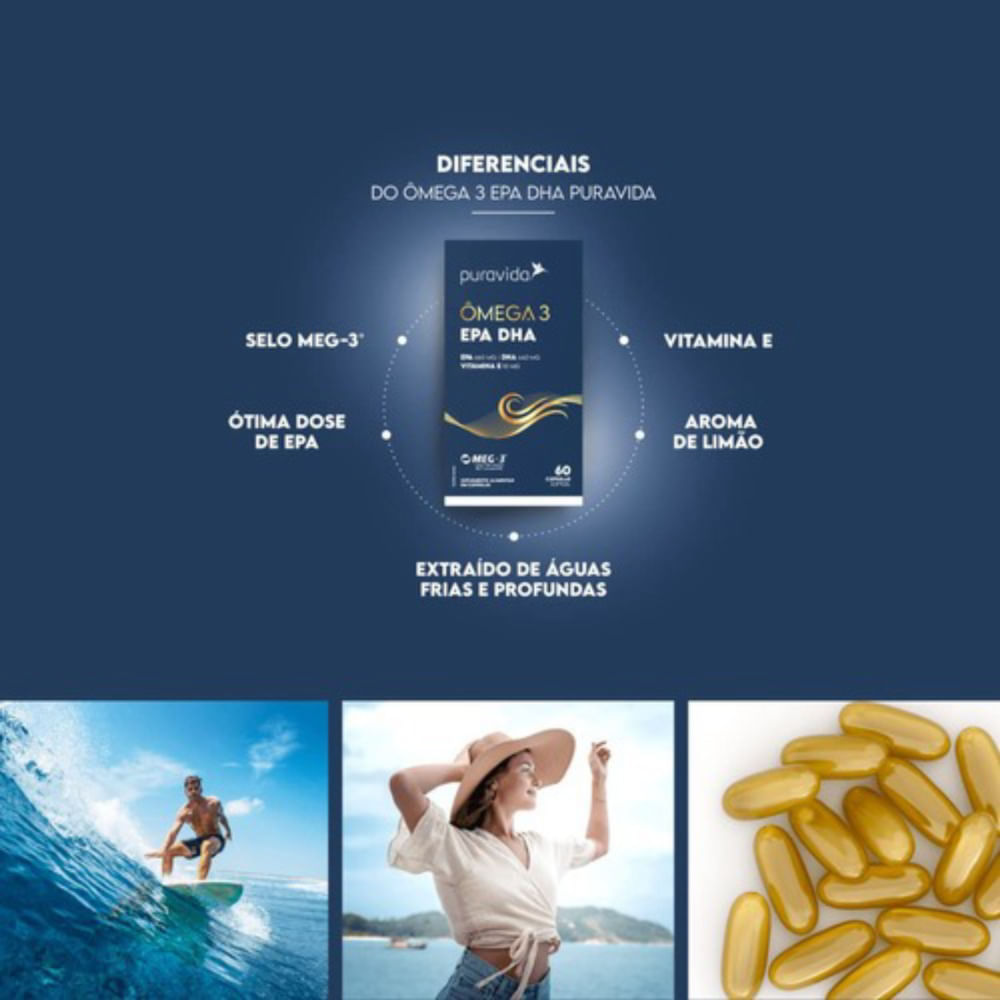 3x Ômega 3 EPA DHA- Vit. E- 1.411MG DE ÔMEGA 3- 60 Softgel