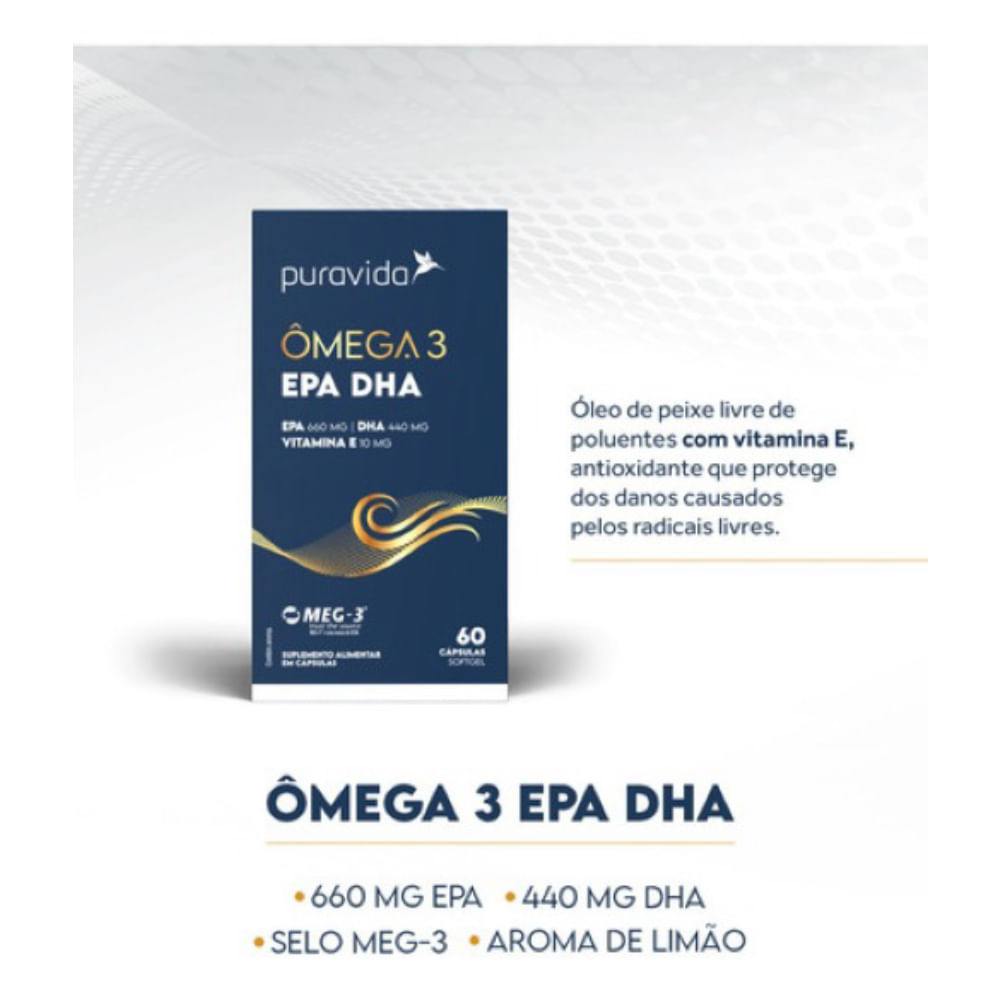 3x Ômega 3 EPA DHA- Vit. E- 1.411MG DE ÔMEGA 3- 60 Softgel