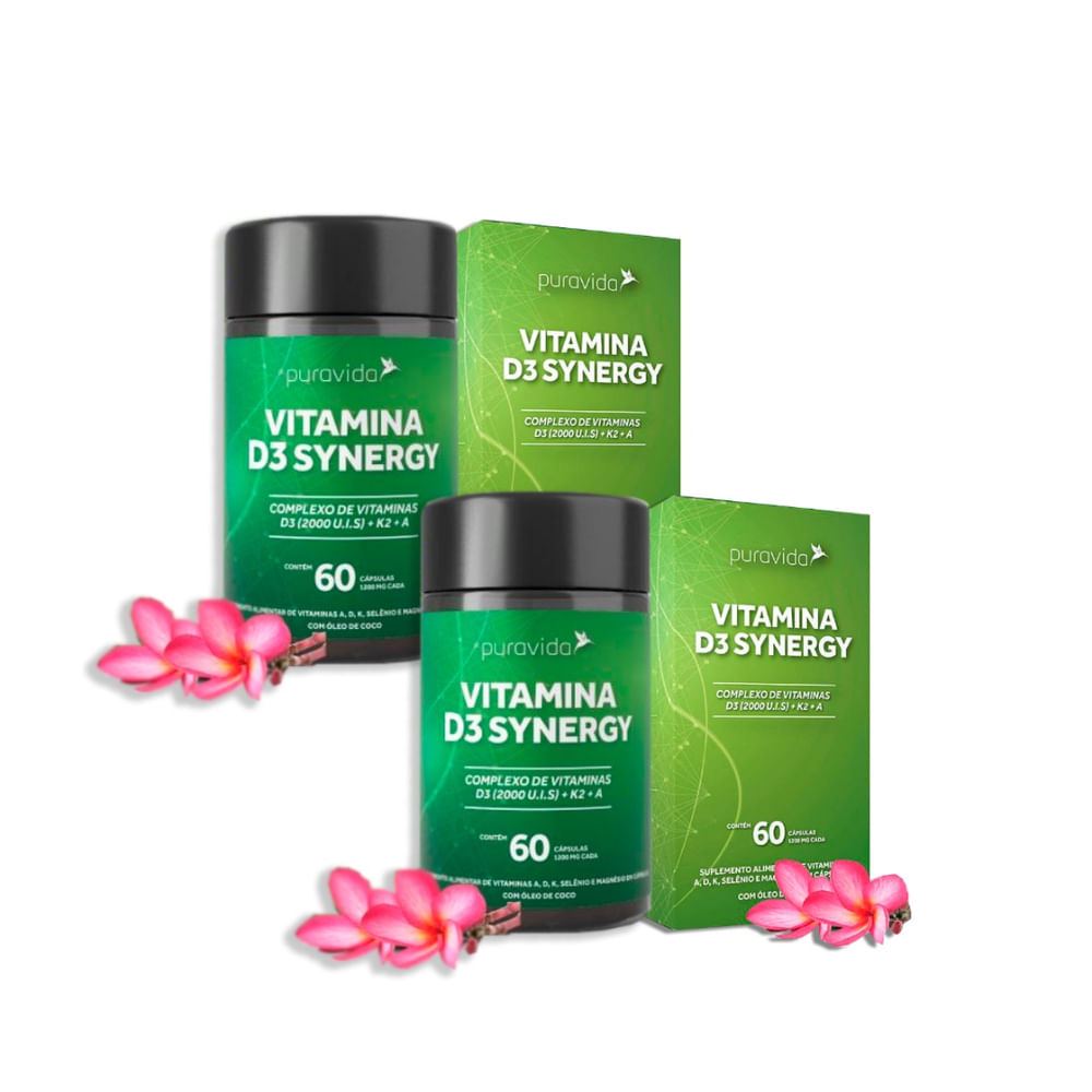 2x Synergy D3-2.000ui-k2-mk7-60 Caps De 1.200mg-pura Vida