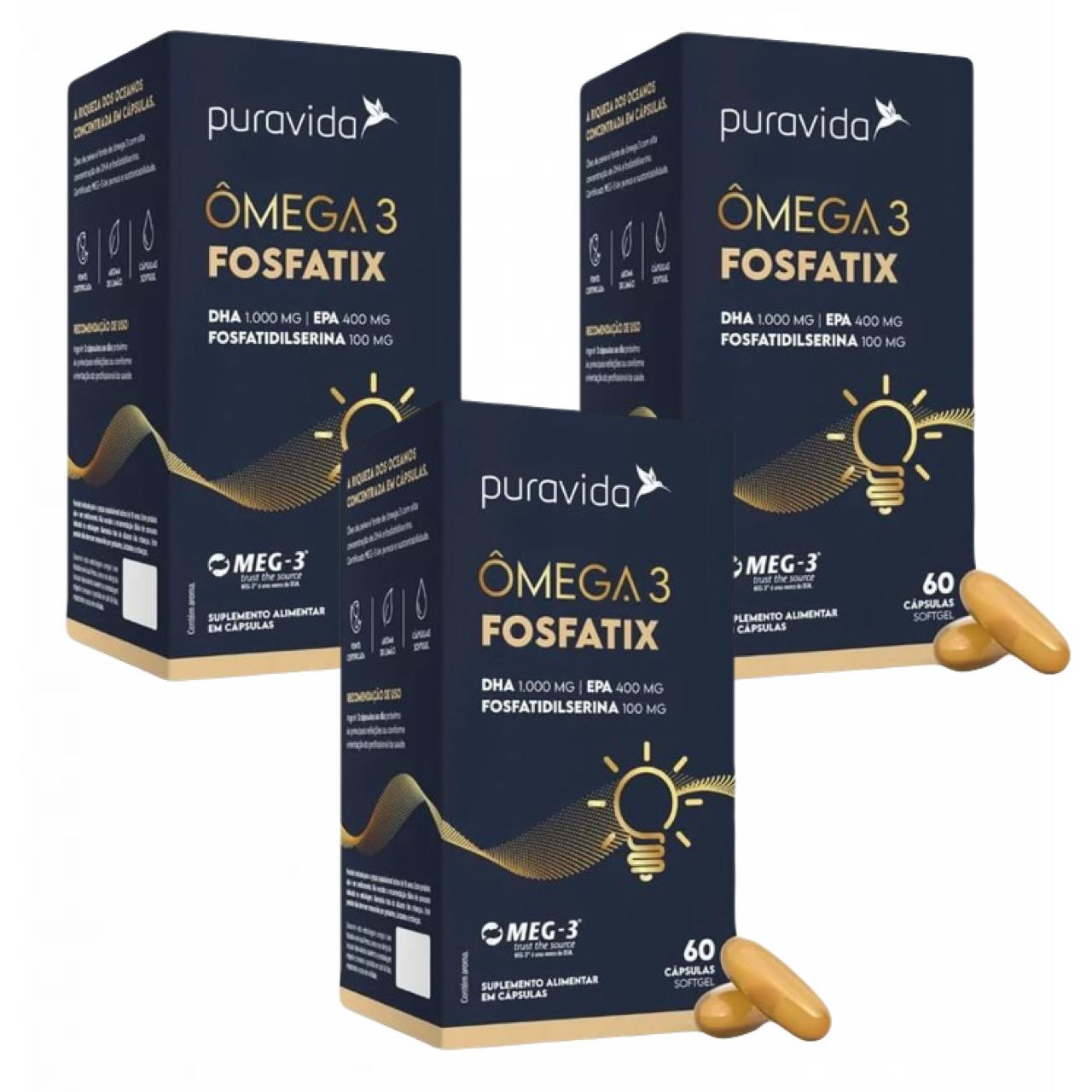 3x Ômega 3 Fosfatix 1.500mg- Fosfatidilserina- Puravida