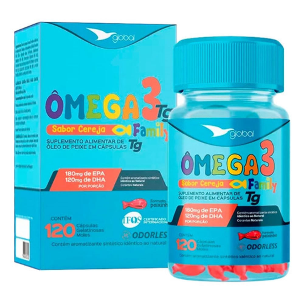 3x Ômega 3 Peixinho -180 EPA-120 DHA -T.G Family-120caps