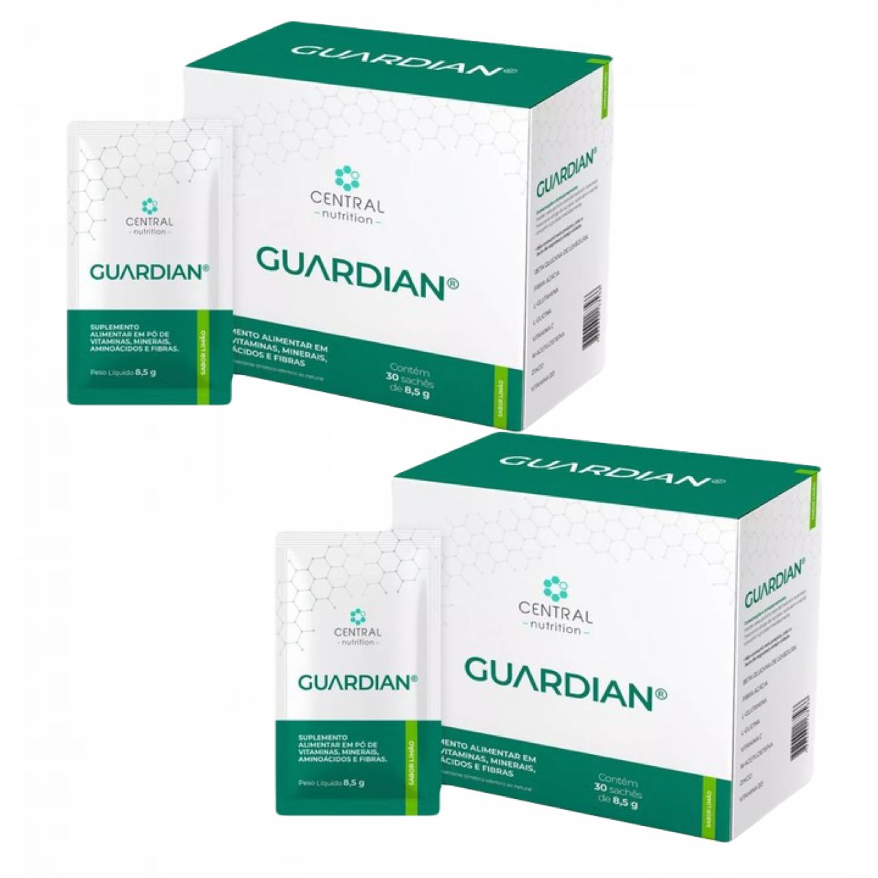 2x Guardian 8,5g-30 Sachês- Central Nutrition- Limão Limão