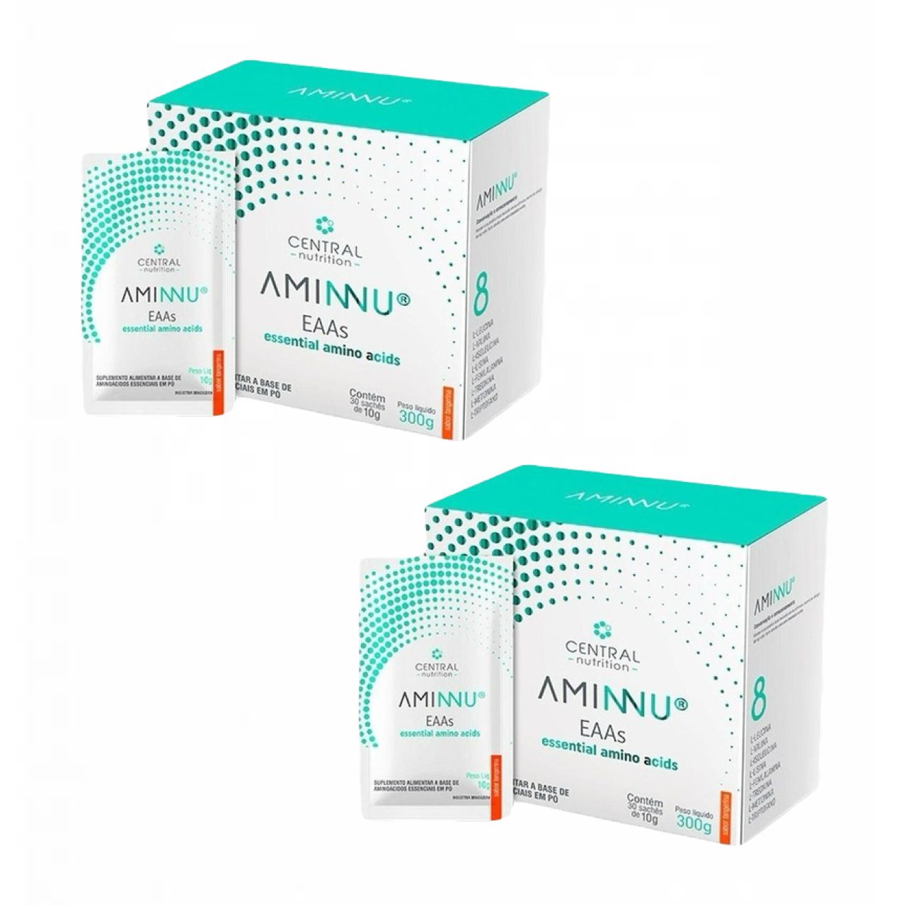 2x Aminnu Eaas 10g- 30 Sachês- Central Nutrition- Tangerina tangerina