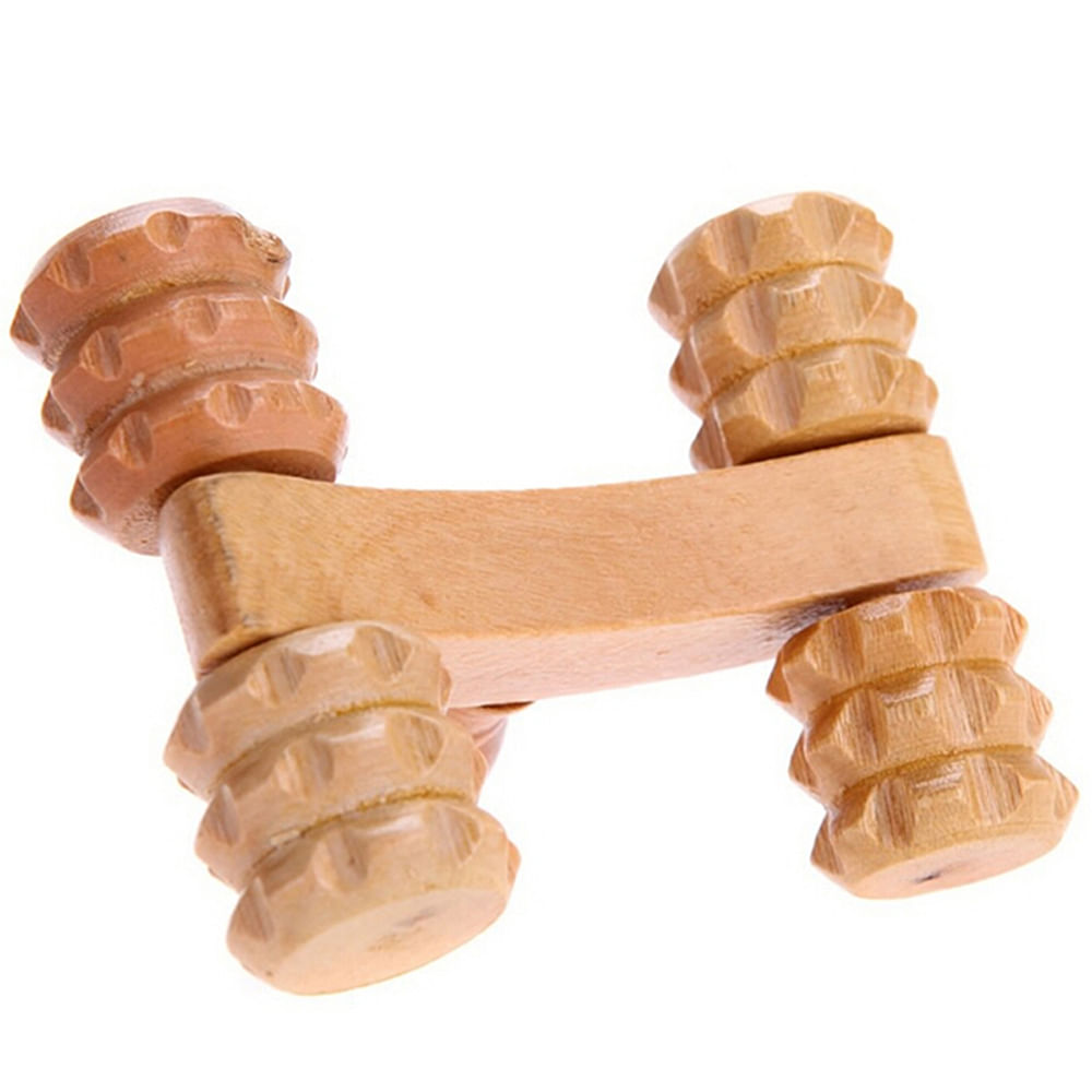 MASSAGEADOR CARRINHO DE MADEIRA MADEROTERAPIA PORTÁTIL CORPORAL RELAXANTE MASSAGEM ANTI STRESS Bege