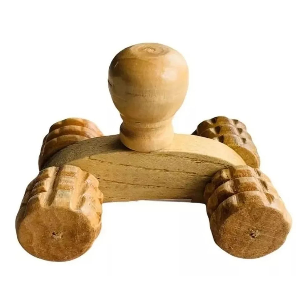 MASSAGEADOR CARRINHO DE MADEIRA MADEROTERAPIA PORTÁTIL CORPORAL RELAXANTE MASSAGEM ANTI STRESS Bege