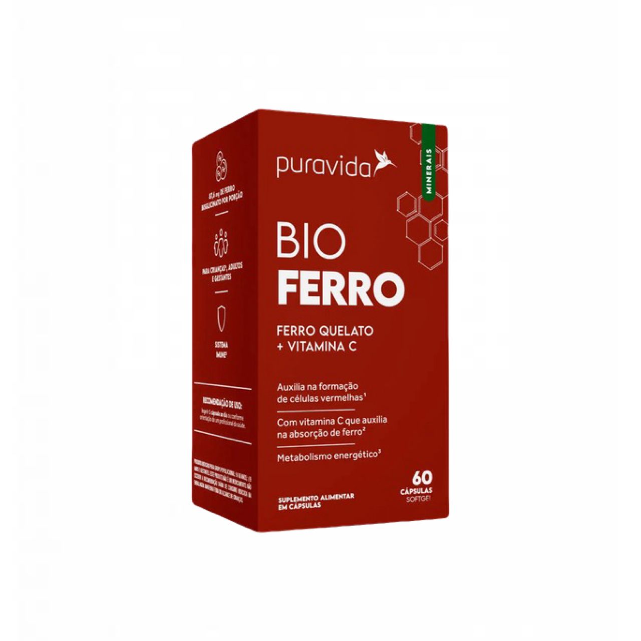 Bio Ferro Quelato  Vitamina C 60 Caps. Puravida
