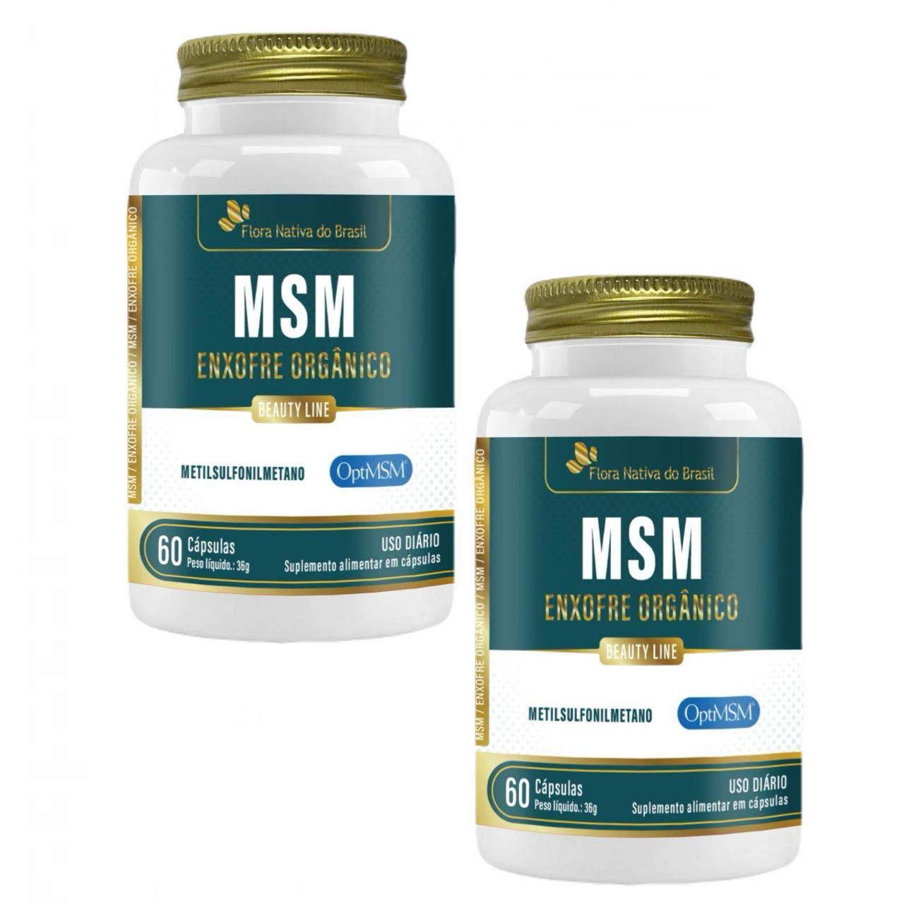 2x Msm Enxofre Orgânico + Vitamina C- 60 Cáps.- Flora Nativa