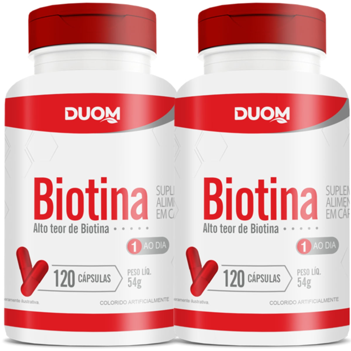 Combo 2 Biotina B7 Vitamina H Cabelo, Pele E Unhas Duom 120 Cápsulas