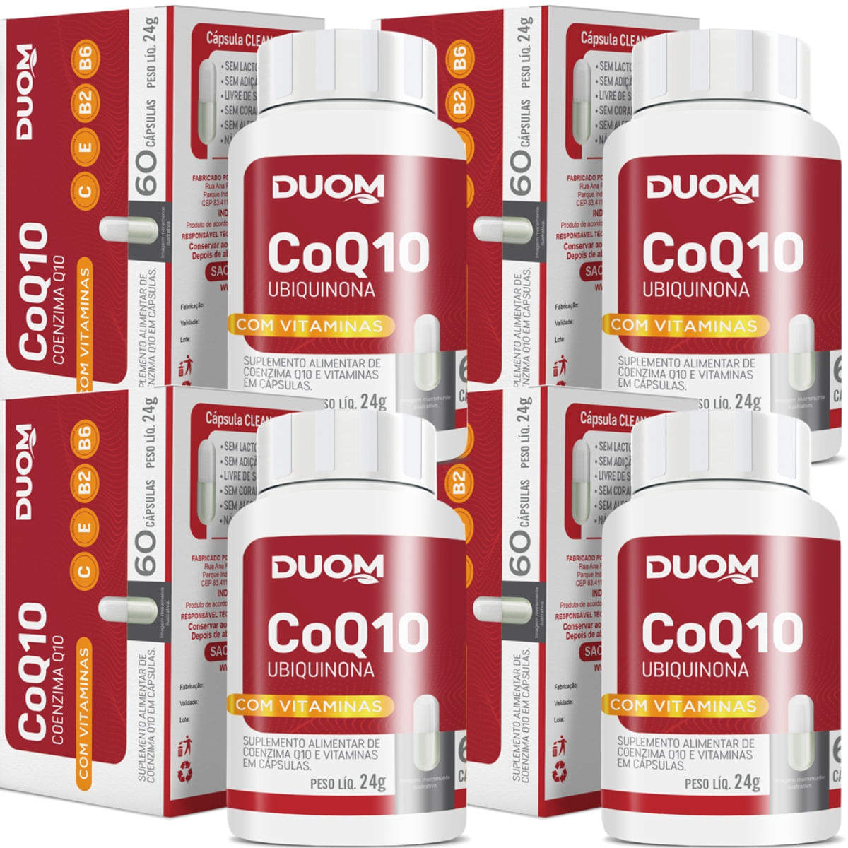 Combo 4 Coenzima Q10 + Vit C E B2 B6 Duom 60 Cápsulas