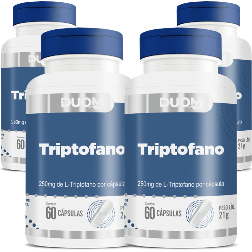 Combo 4 L-Triptofano 250Mg Precursor Da Serotonina 5Htp Duom 60 Cápsulas