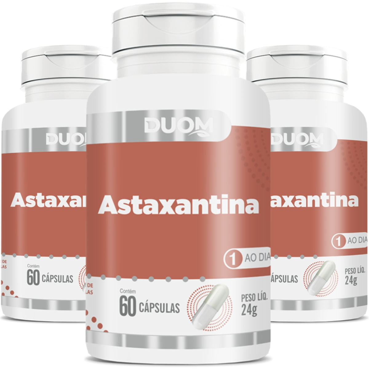 Combo 3 Astaxantina 5mg Pura Duom 60 Cápsulas