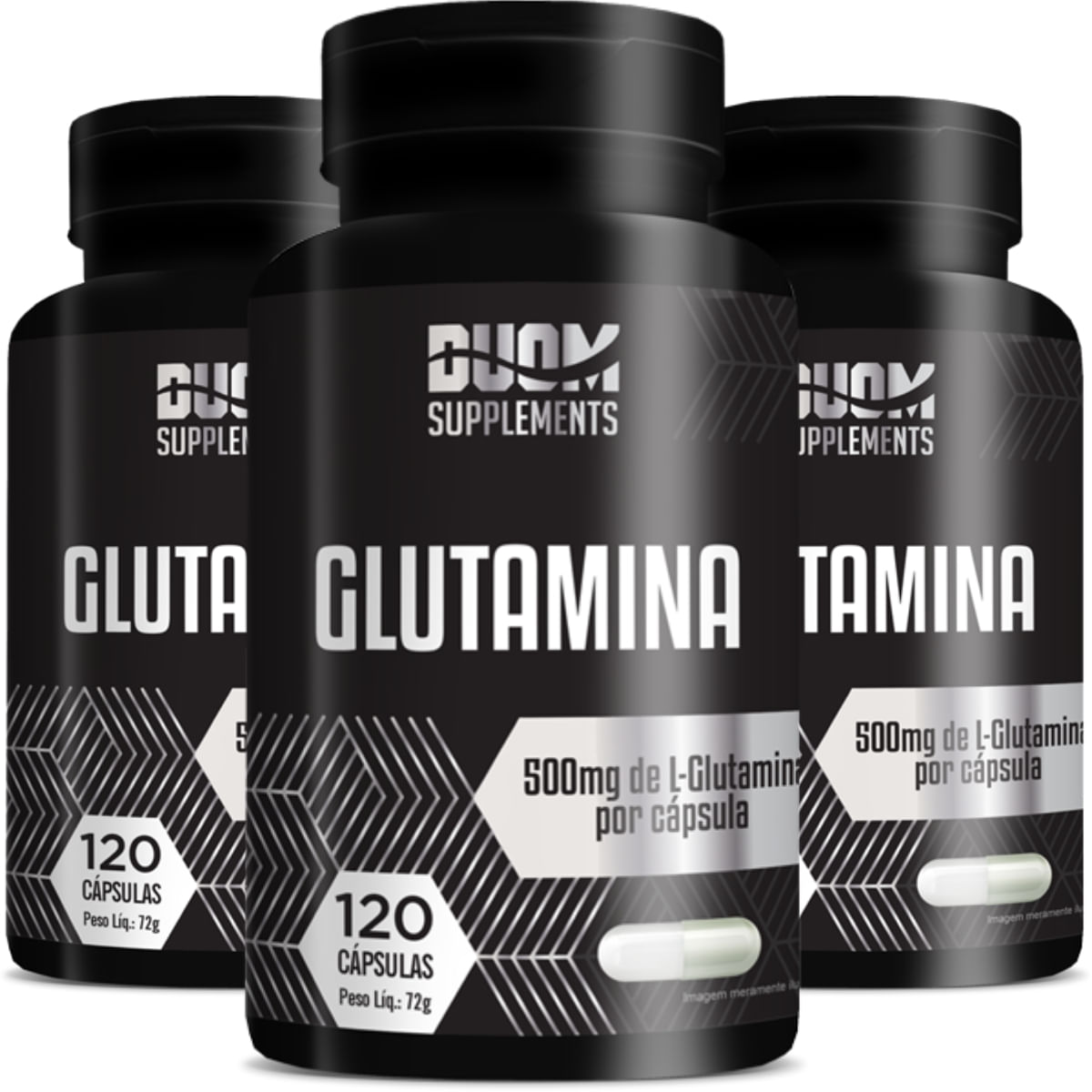 Combo 3 Glutamina 500mg Duom 120 Cápsulas