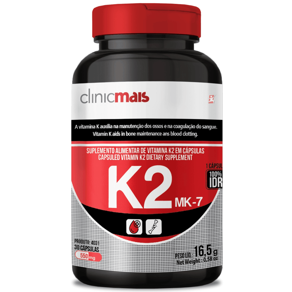 Vitamina K2 Menaquinona Mk7 Clinicmais 30 Cápsulas