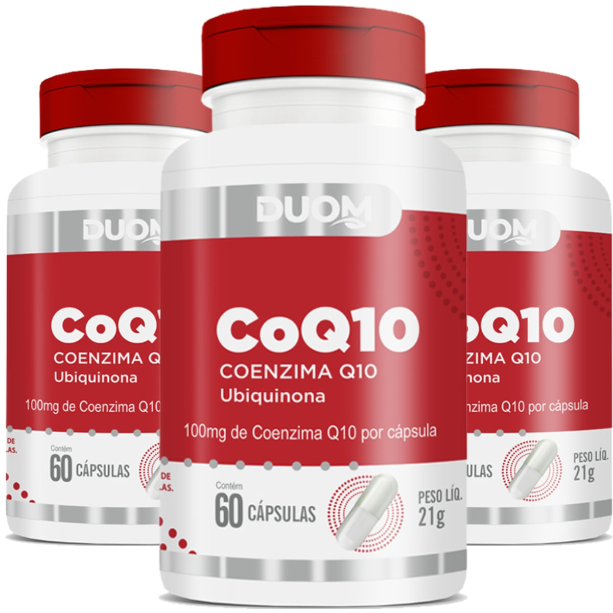 Combo 3 Coenzima Coq10 Ubiquinona 100Mg Duom 60 Cápsulas