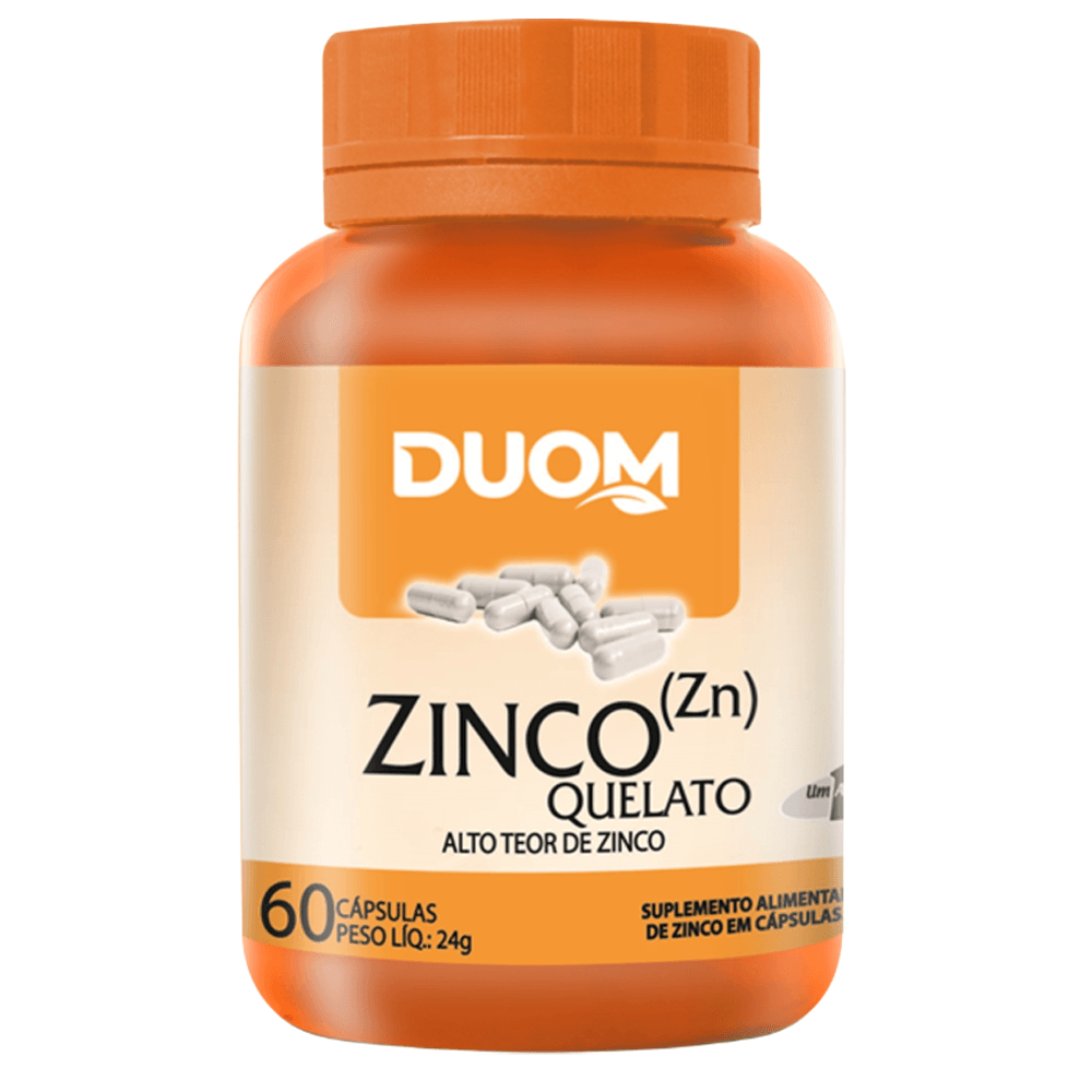 Zinco Quelato Puro Alto Teor De Zinco Zn Duom 60 Cápsulas