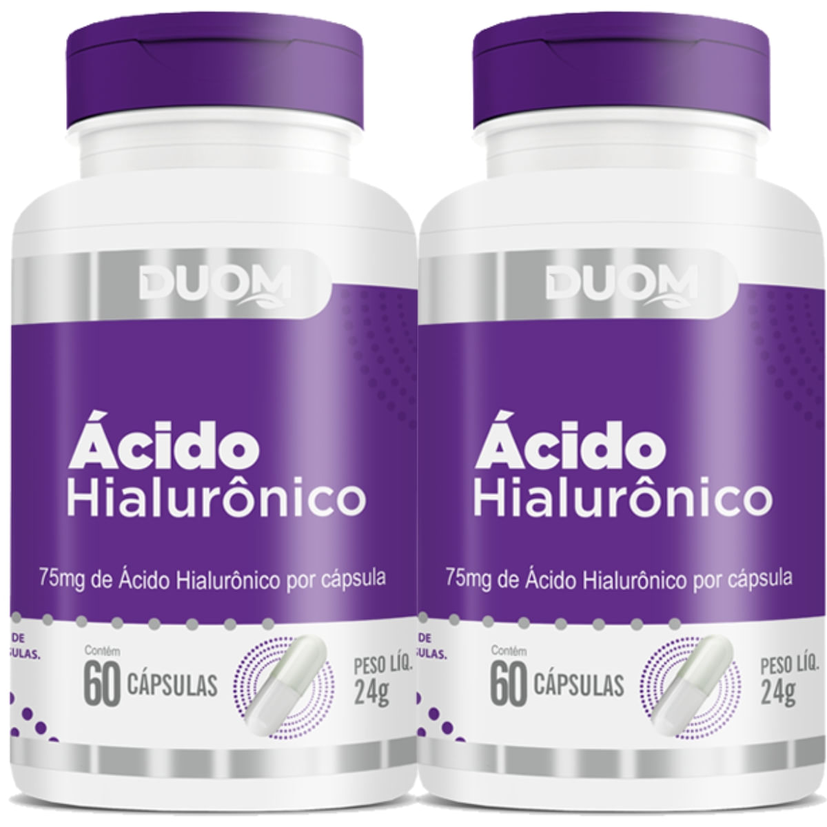 Combo 2 Ácido Hialurônico 75mg Duom 60 Cápsulas