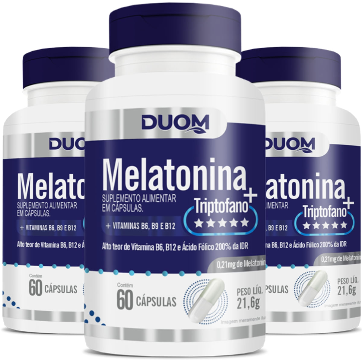 Combo 3 Melatonina + Triptofano + Vitaminas Duom 60 Cápsulas