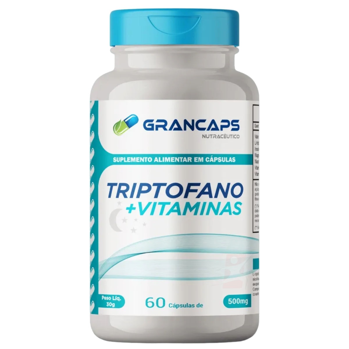 Triptofano + Inositol + Niacina + Magnésio + Vitaminas D E B6 60 Cápsulas - Grancaps