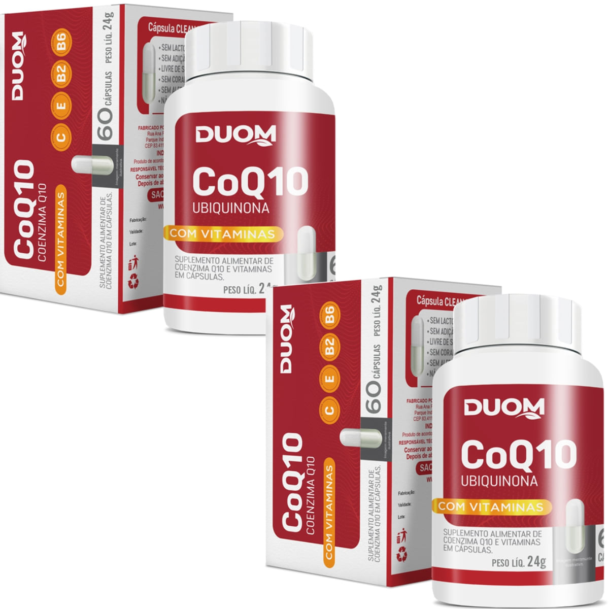 Combo 2 Coenzima Q10 + Vit C E B2 B6 Duom  60 Cápsulas