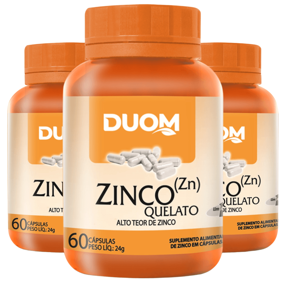 Combo 3 Zinco Quelato Puro Zn Duom 60 Cápsulas