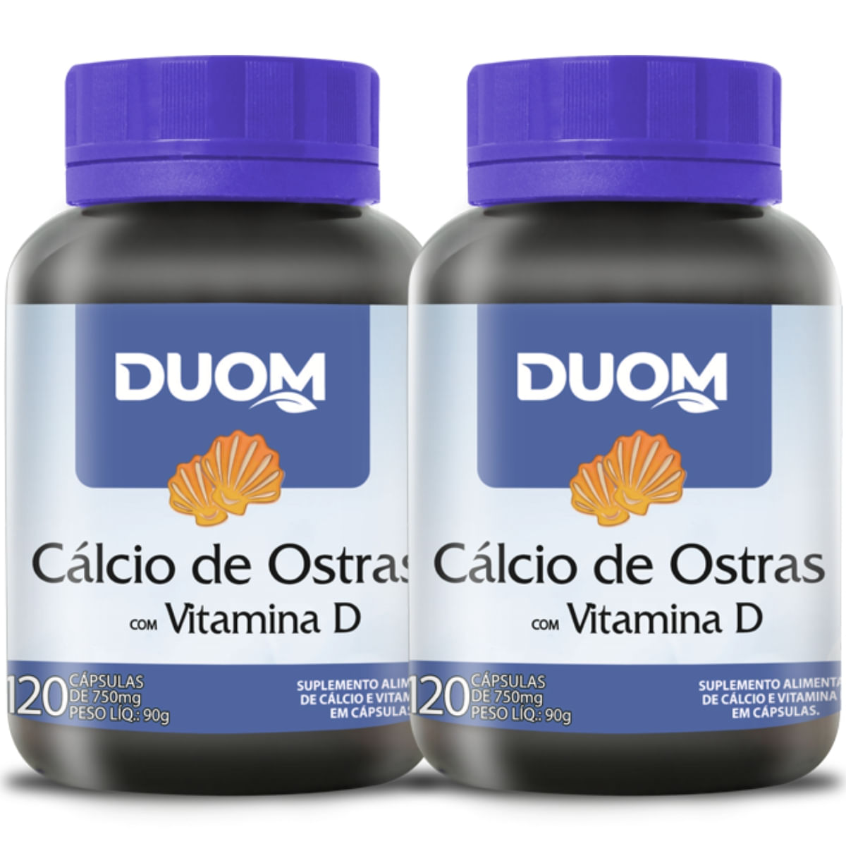 Combo 2 Cálcio De Ostras Com Vitamina D Duom 120 Cápsulas