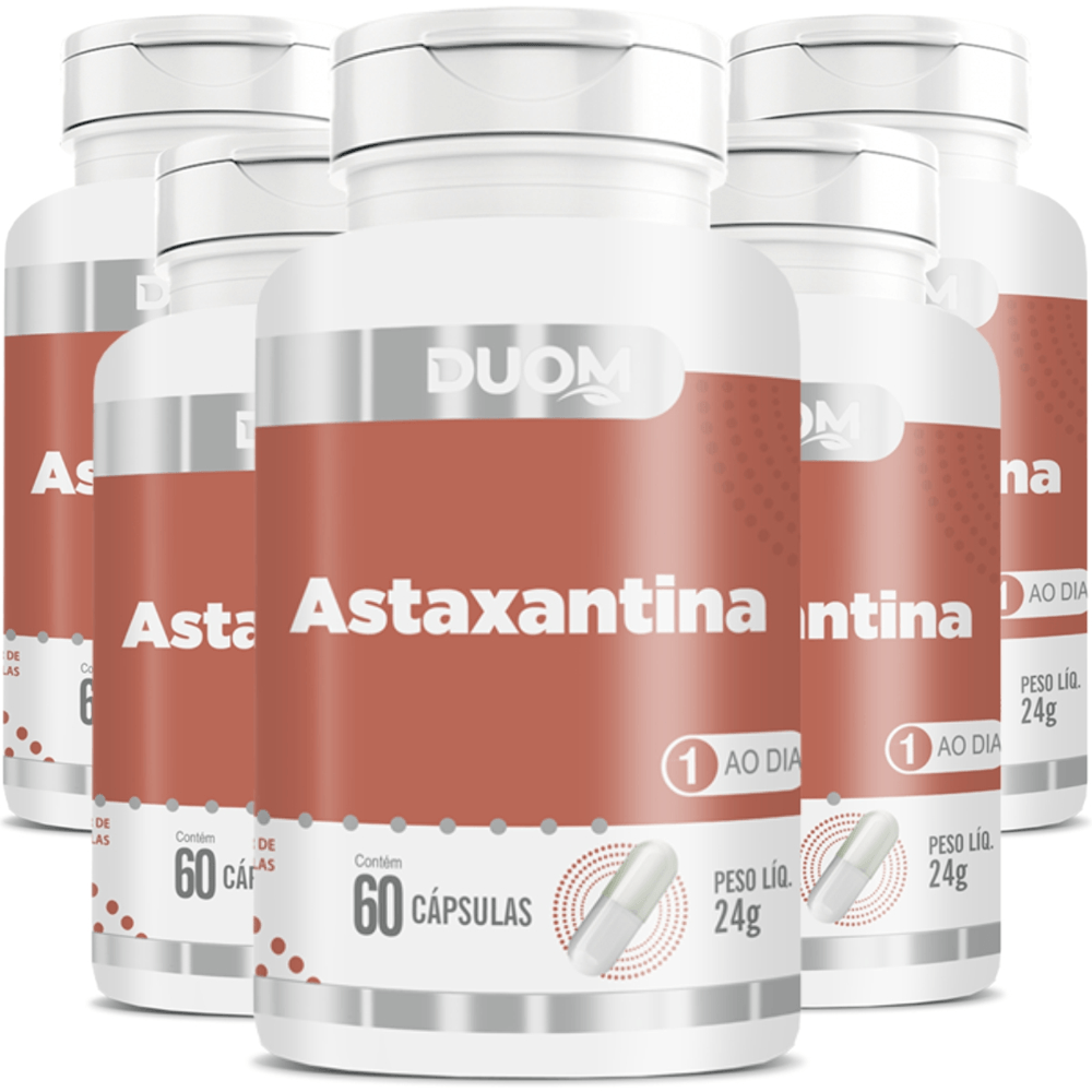 Combo 5 Astaxantina 5mg Pura Duom 60 Cápsulas